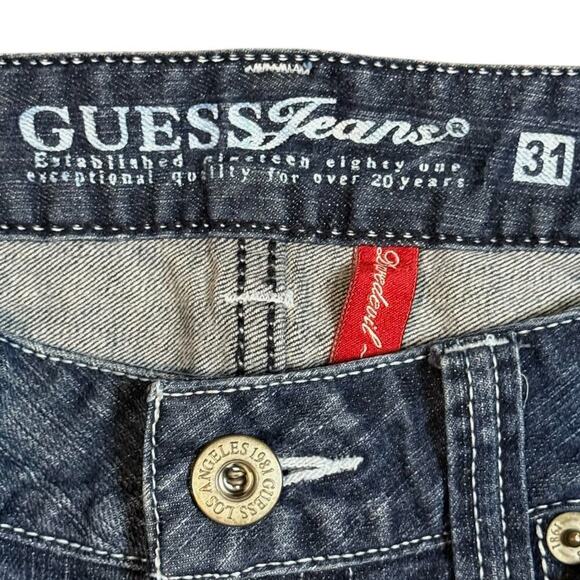Guess Jeans Womens Blue Daredevil Boot Dark Wash Faded Stretch Size 31 REG - Picture 4 of 7